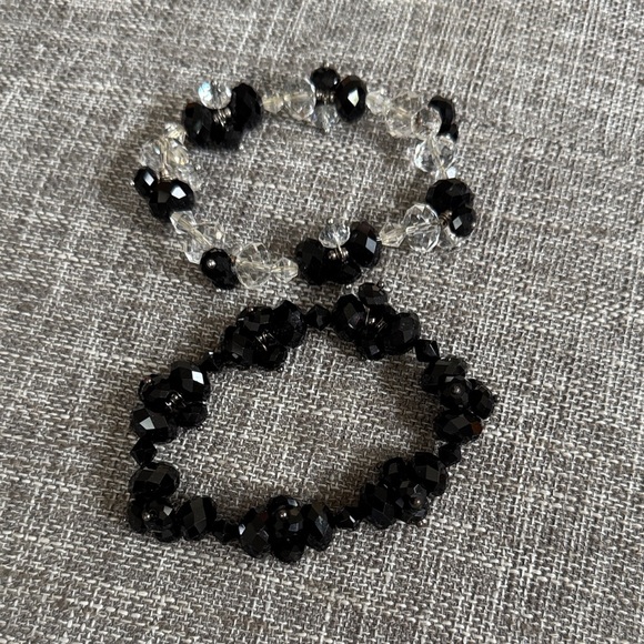 Elegant Black and Clear Beaded Bracelet Set - Picture 1 of 3